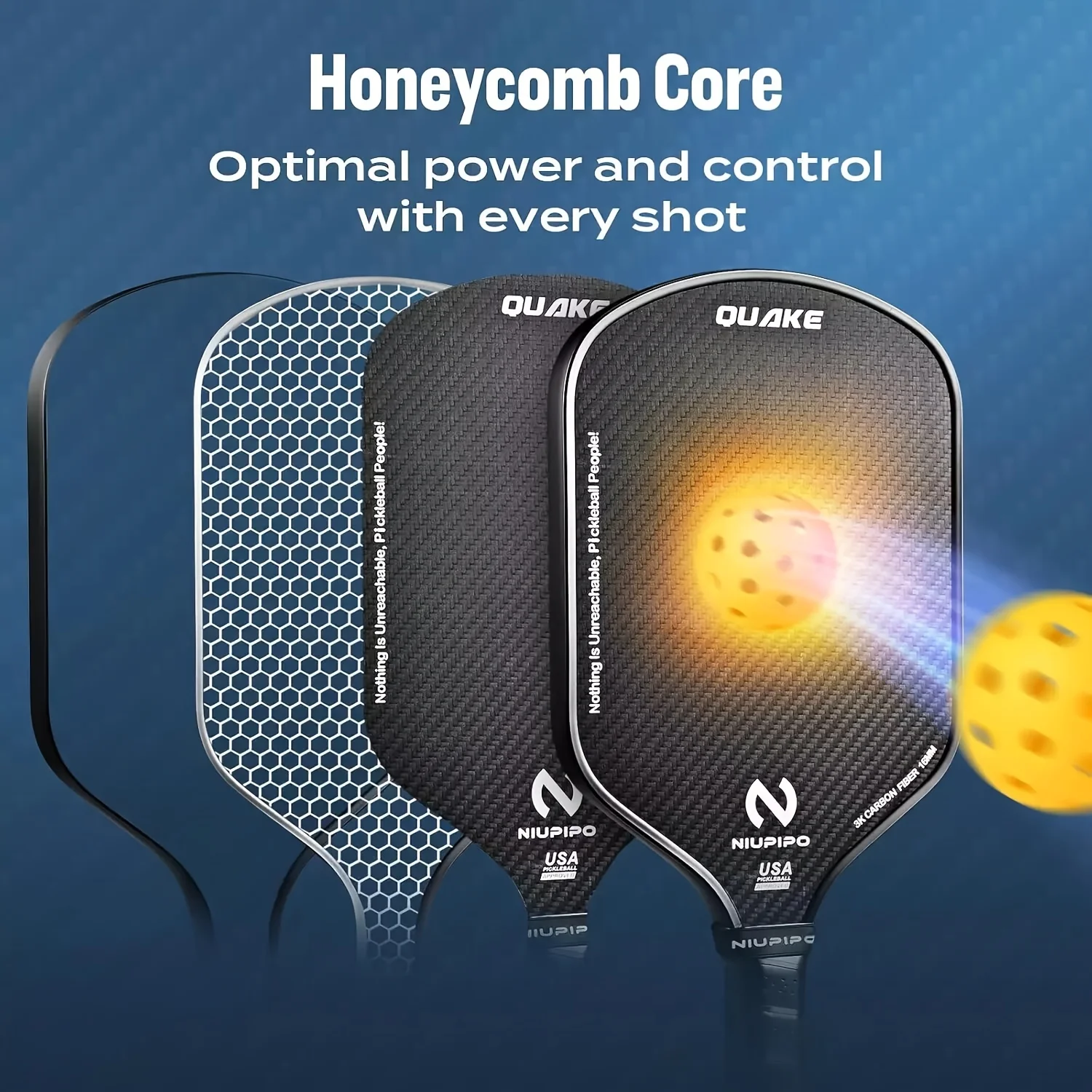 مجداف كرة البيسبول من ألياف الكربون 3K من NIUPIPO، معتمد من الولايات المتحدة الأمريكية، قلب قرص العسل البوليمر 16 مم، تحسين الطاقة والتحكم والتحكم