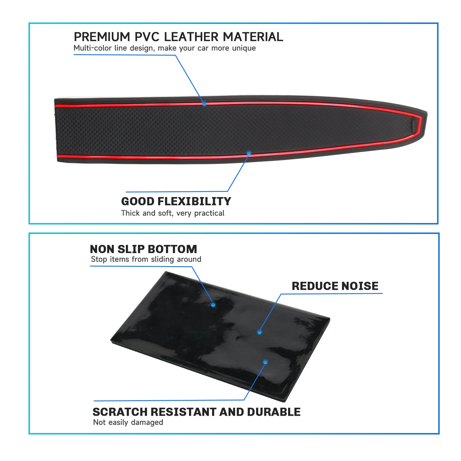 For 2020 Fiat 500 / Fiat Abarth 595 Car Door Groove Mat Anti-slip Slot Pad Auto Interior For Fiat 500 Accessories 2020 view 5