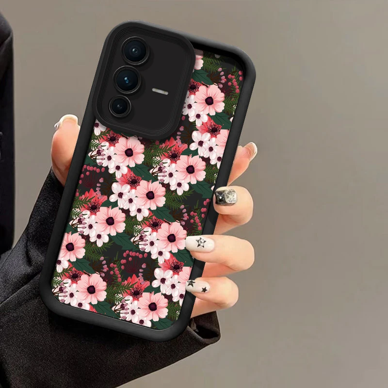 زهرة طباعة جراب هاتف ل Vivo V60 V50 V40 Pro V30 SE V30E V29E V29 V27E V27 V25 V23 V23E ماتي لينة سيليكون رشاقته غطاء #5