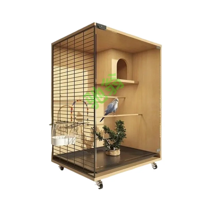 

Luxury Solid Wood Breathable Bird Cage Large Medium and Small Parrot Cage Tiger Skin Xuanfeng Peony Little Sun Monk