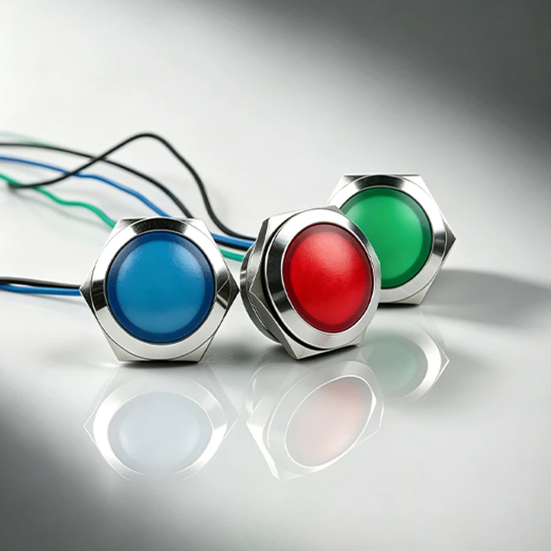 19mm Short Dome Metal LED Indicator Light Waterproof IP65 Panel Mount Signal Lamp With Prewired Cable 5V 12V 24V 110V Red Green