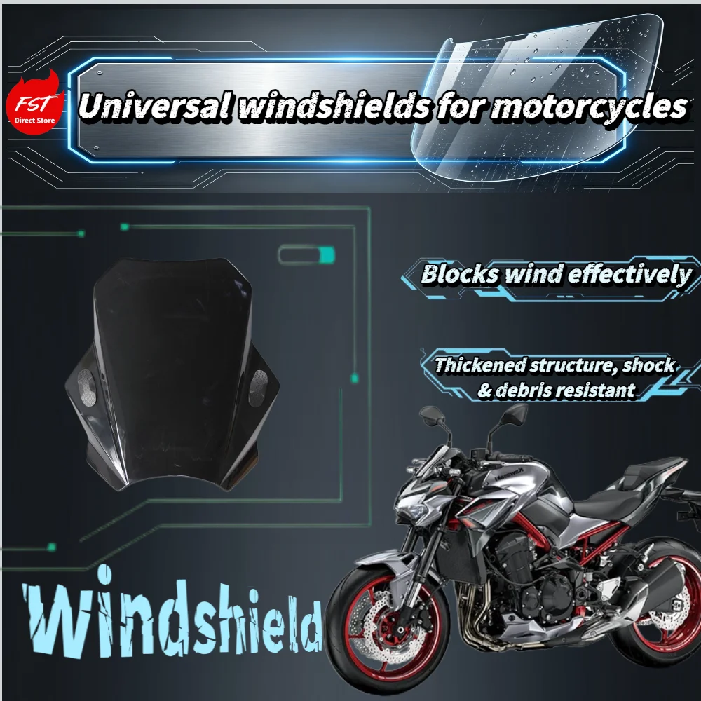 

Universal Motorcycle Front Wind Deflector Ultra Clear Windshield with Adjustable Stand Modified Kit