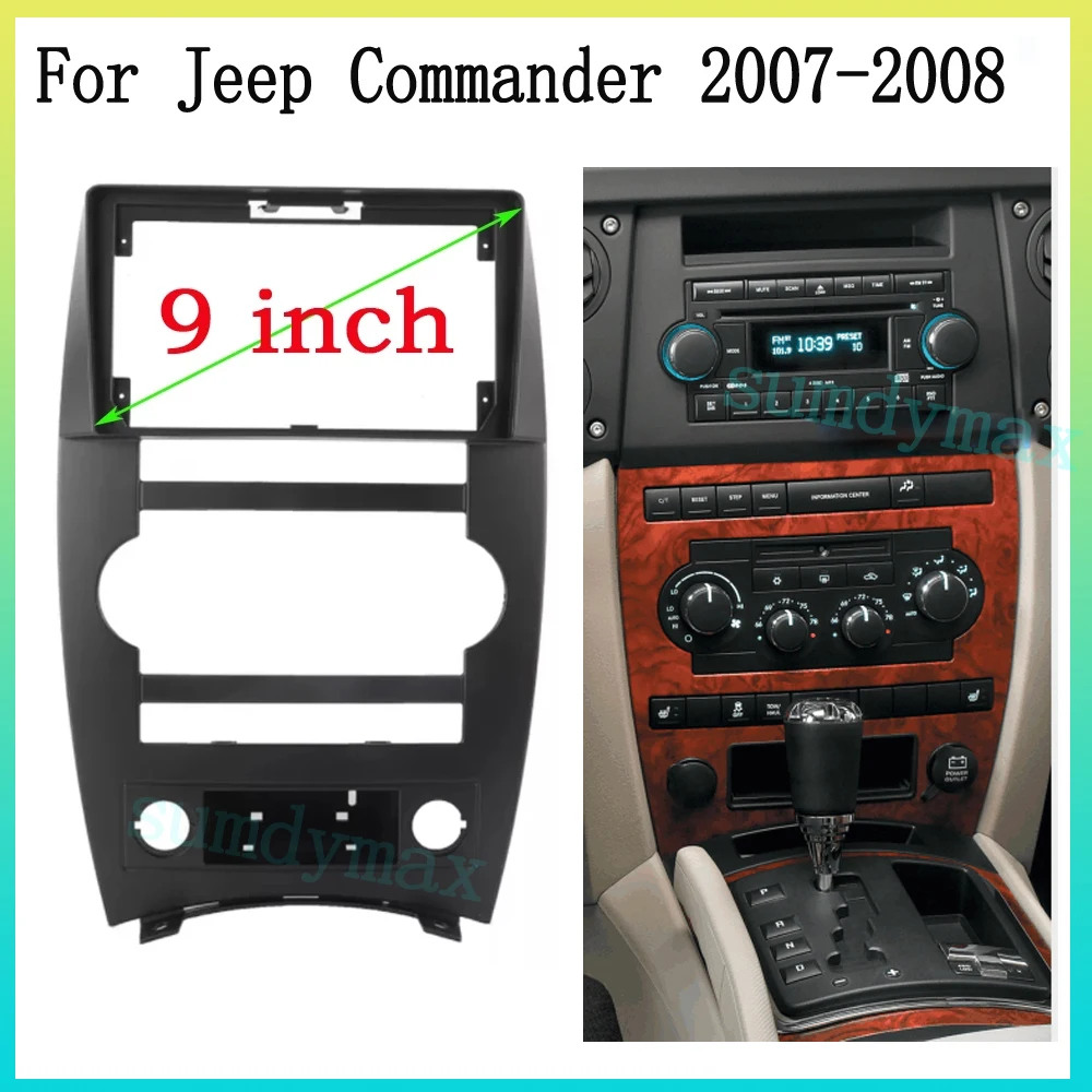 9inch Universal 2 Din car Radio Fascia For Jeep Commander 2007 2008 Stereo Panel Dash Mounting Frame Trim Kit Face