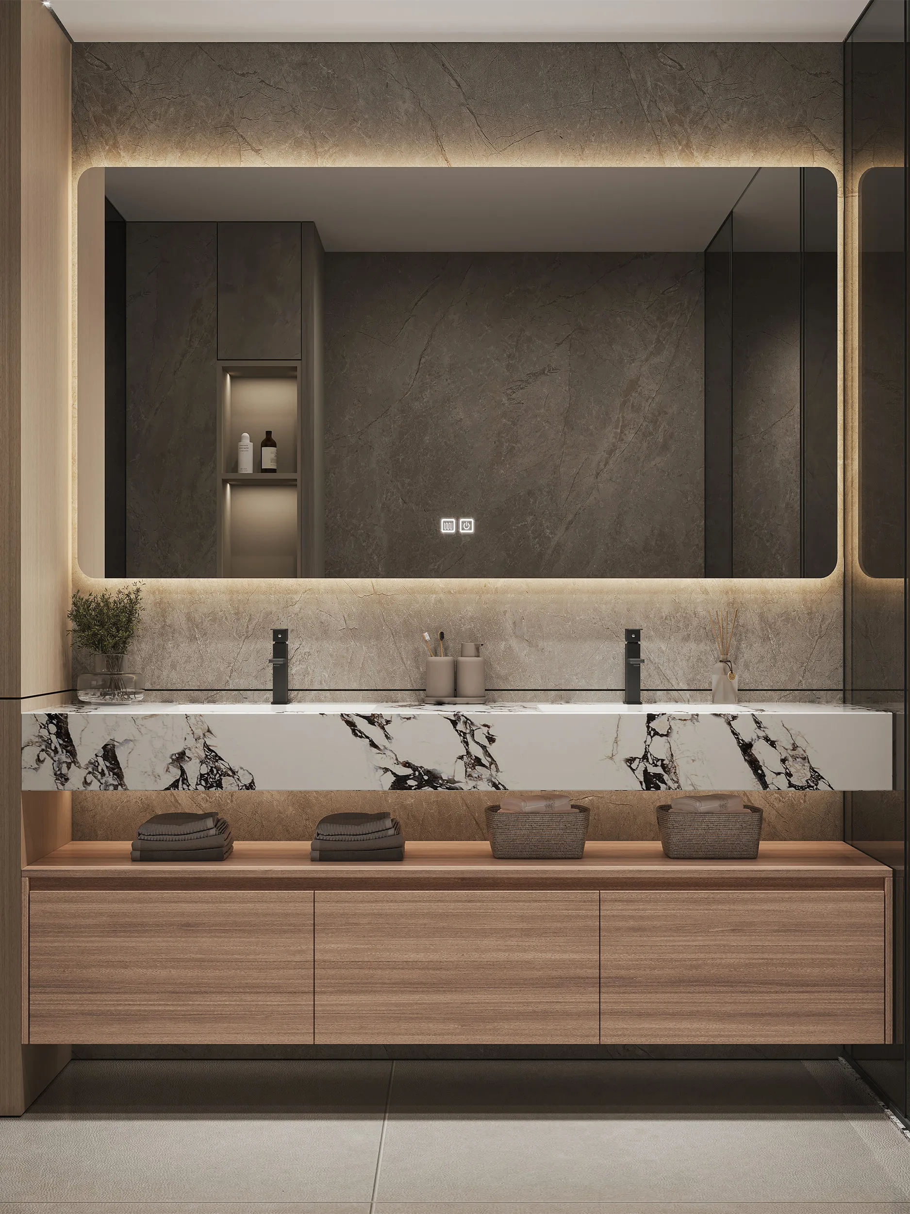 Rock slab bathroom cabinet combination bathroom double basin washbasin integrated seamless washbasin basin cabinet combination