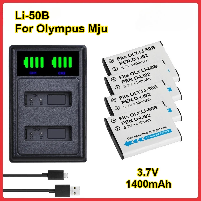 Аккумулятор Li-50B 1400 мАч для Olympus Mju 1020, SP-800UZ, Stylus 1010u, 1010, Ricoh CX3, CX4, D-LI92, DLI92