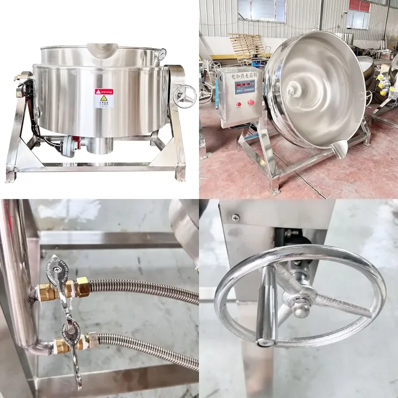 Double Jacket Cooking Pot for Miso Soup Boiling Automatic Wok Chili Sauce and Milk Boiling Used Cooking Cutter Meat