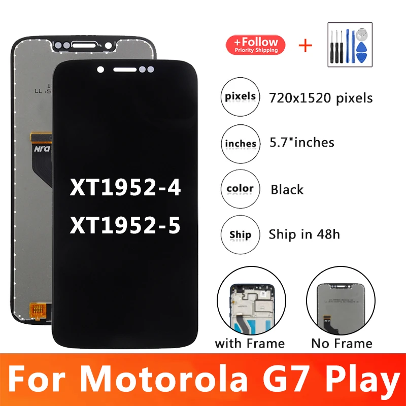 

5.7inches Original LCD For Motorola Moto G7 PlayDisplay Touch Screen Digitizer Assembly For Moto XT1952 Replacement LCD