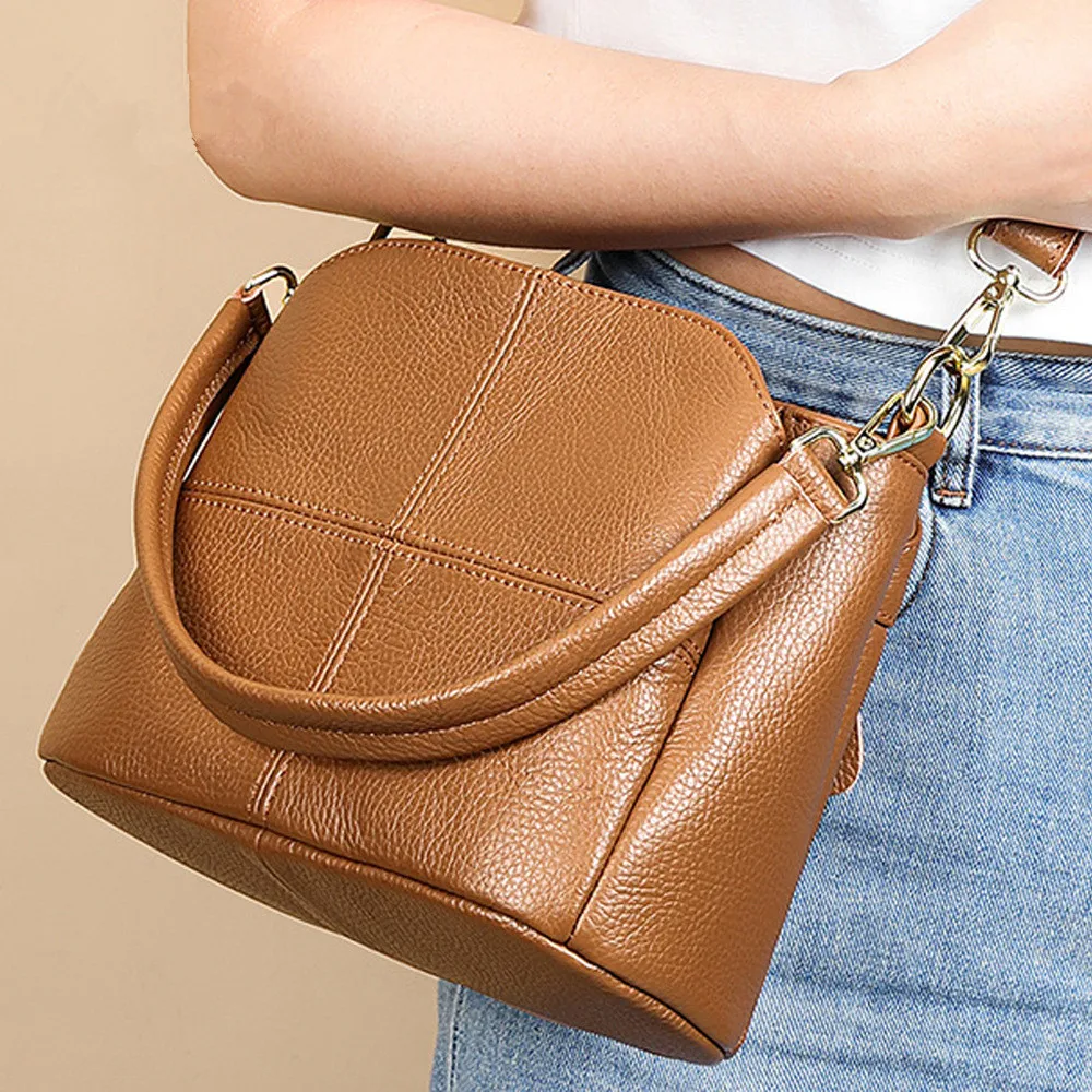 Multi-Functional Leather Handbag Crossbody Bag Women's Large Capacity High-Grade First Layer Cowhide All-Match