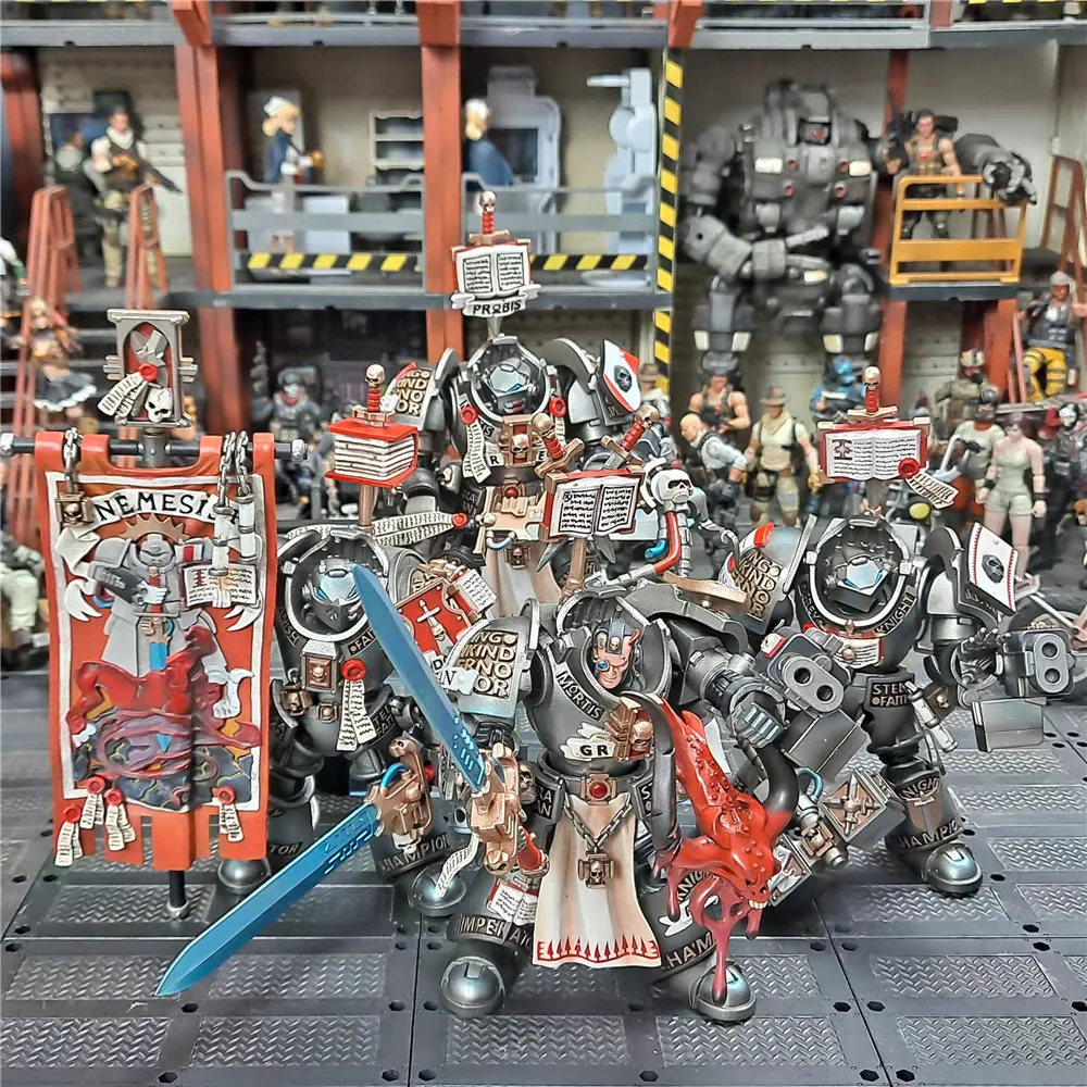 【재고 있음】JOYTOY 워해머 40K 그레이 나이트 터미네이터 스쿼드 포 1/18 액션 피규어 애니메이션 군사 모델 장난감 선물