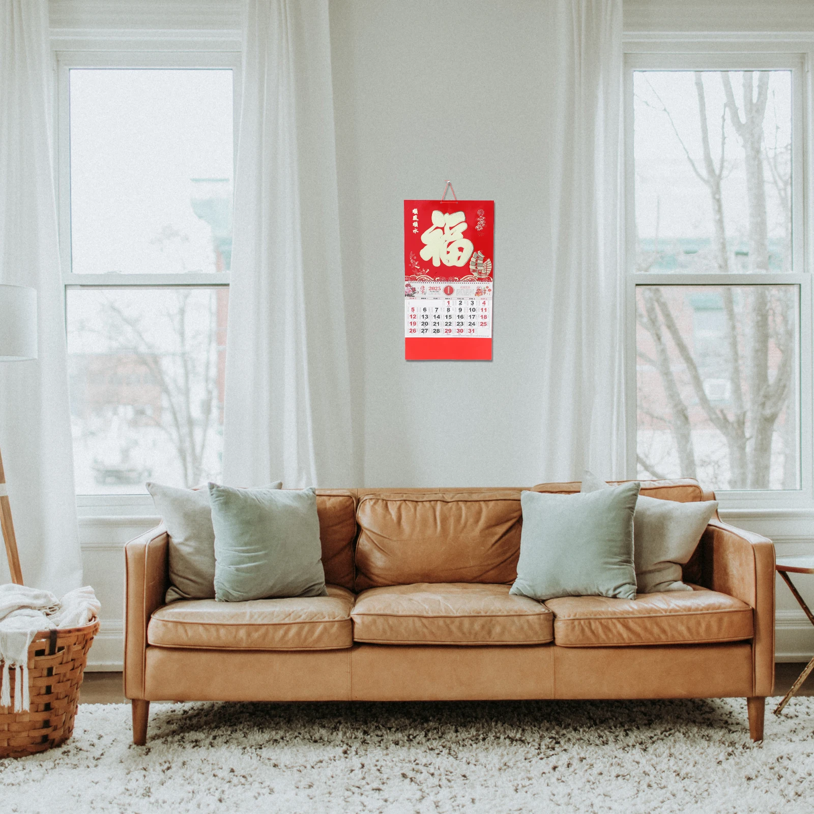 Fluorescence Red Blessing Word Wall Calendar Office Paper Spring Festival Planner