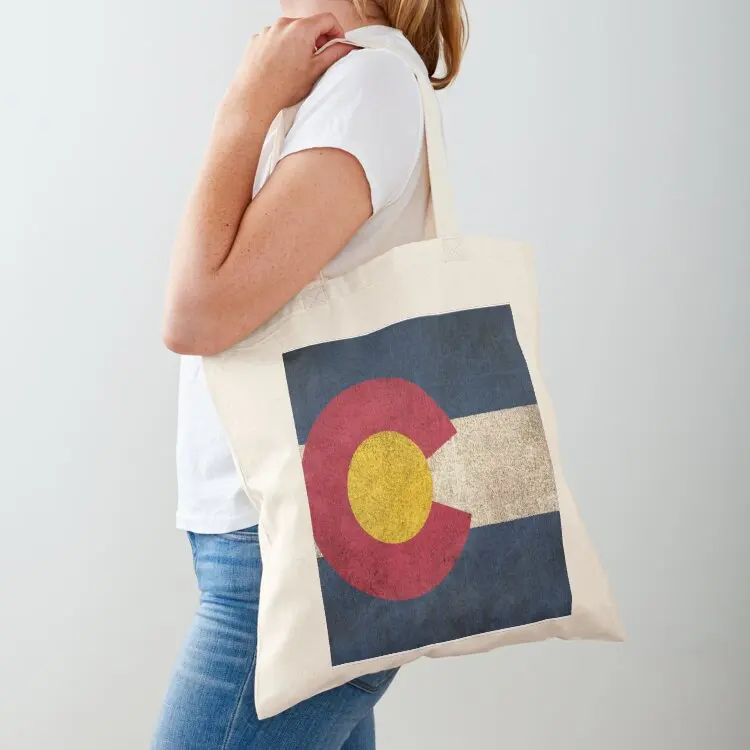 Old and Worn Distressed Vintage Flag of Colorado Tote Bag free delivery bags Women's bags shopping bags foldable
