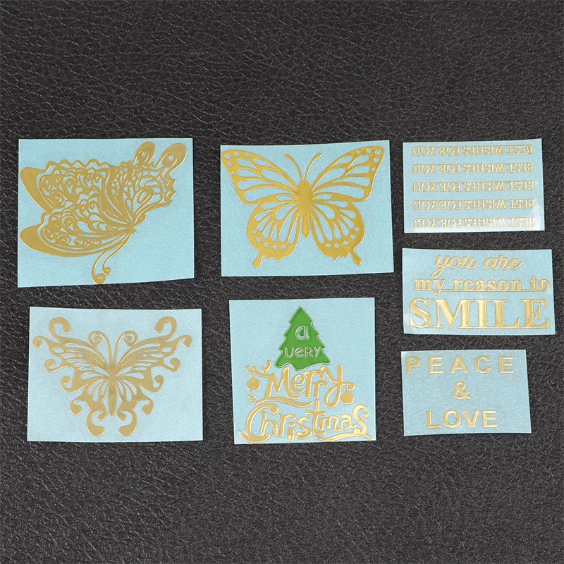 5 Pcs Gold Glitter Stickers 3d Self Adhesive Butterfly Merry Christmas Metal Sticker Favors Gift Boxes Label Gold Foil Sticker