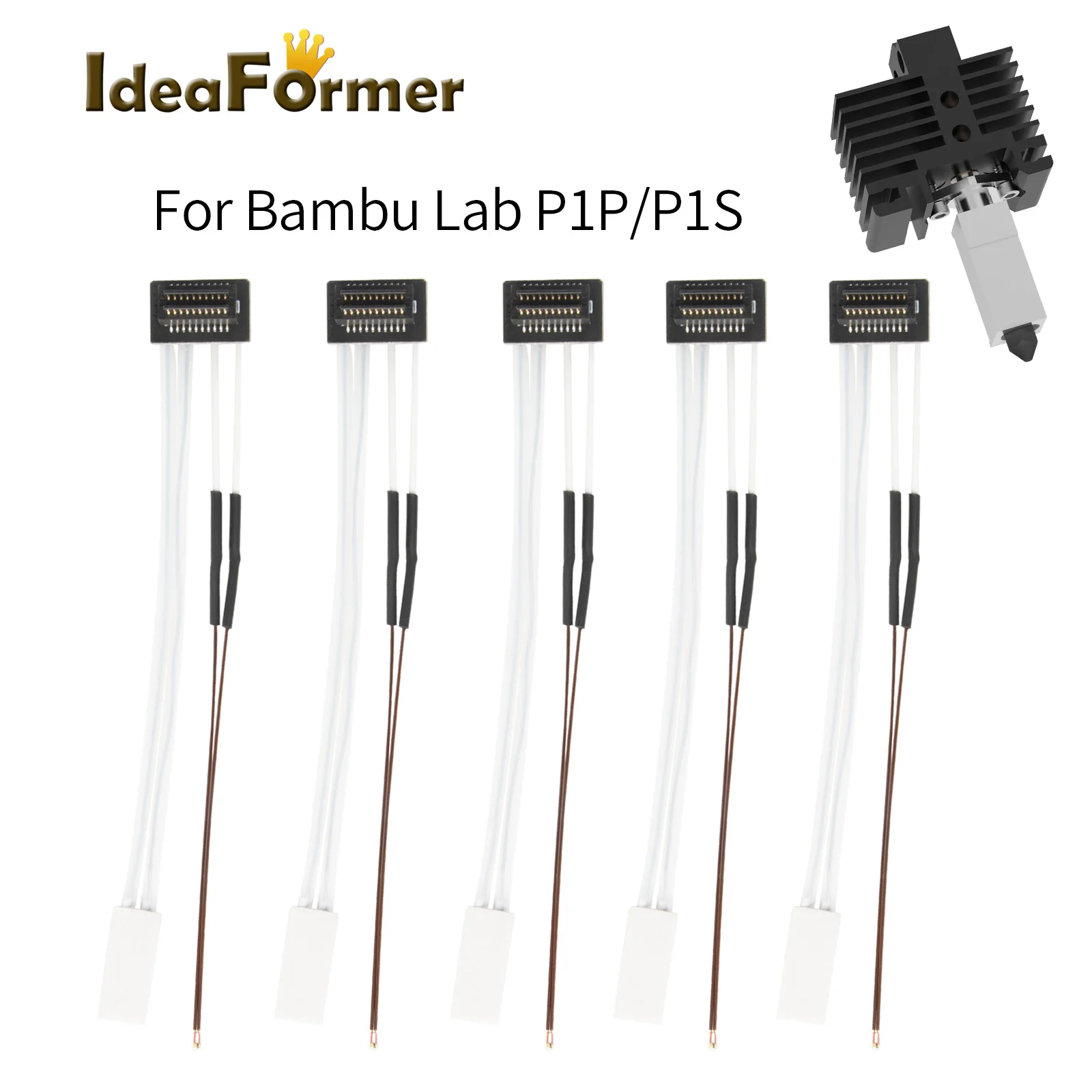 For Bambu Lab X1 P1P Thermistor 24V 50W Ceramic Cartridge Heater 100K NTC 3950 Thermistor Temperature Sensor for Bambulabs x1