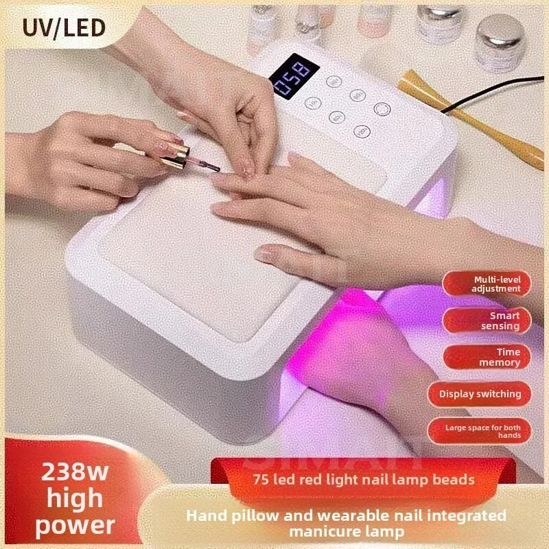 Upgraded Nail Lamp with Hand Pillow, Dedicated To Nail Salons, Large Capacity Suitable for Wearing Nail