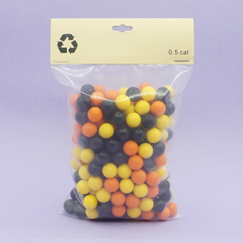 0.5cal 250 Rounds Reusable Paintball TPE Plastic Ammo for Umarex T4E TR50 P2P HDP .50 Gen 2 Pellet CO2 Pistol Training Ball