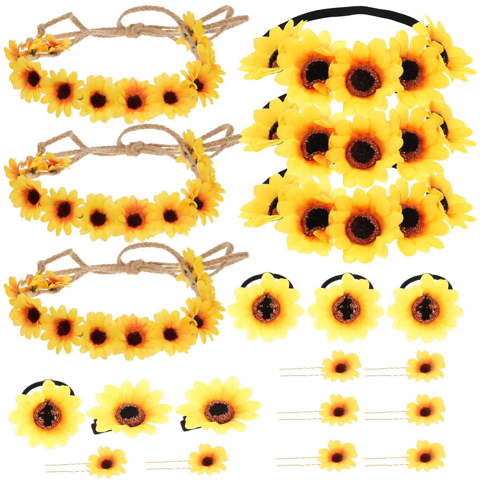 

Набор из 1 шт.: Декоративная тканевая повязка на голову с подсолнухом, регулируемая легкая повязка для волос для женщин и девочек, для вечеринок