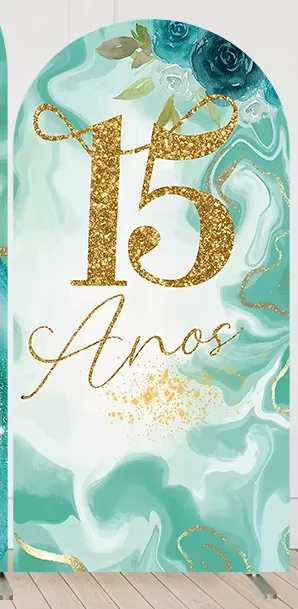Mehofond Quinceanera Arch Backdrop Cover Green Flower Princess Girl 15th Birthday Dress Butterfly Party Decor 2-Sided Background