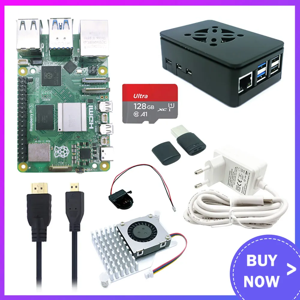 

Original Raspberry Pi 5 4GB 8GB RAM Development Board Case Cooling Fan Cooler Power Supply Optional