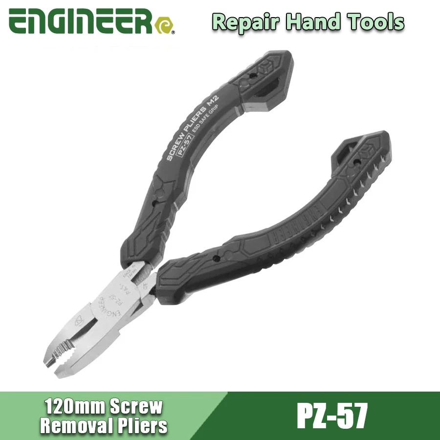 

ENGINEER PZ-57 120mm Screw Removal Pliers for Diameter 2-3.5 mm Anti-Static Repair Hand Tools
