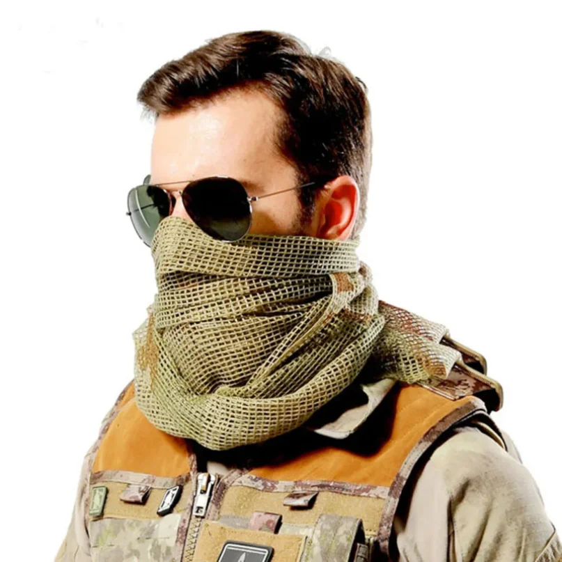 

Large Camouflage Scarf Sniper Hunter Mesh Face Scarf Men Riding Cycling Veil Camping Hunting Fishing Hiking Scarves
