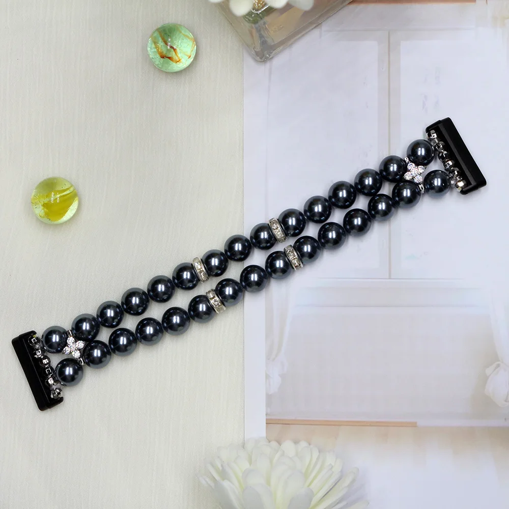 Handmade Dressy Strap for Fitbit Versa 3 4 Sense Band / Versa 2 Watchband Replacement Elastic Pearl Beaded Bracelet Accessories