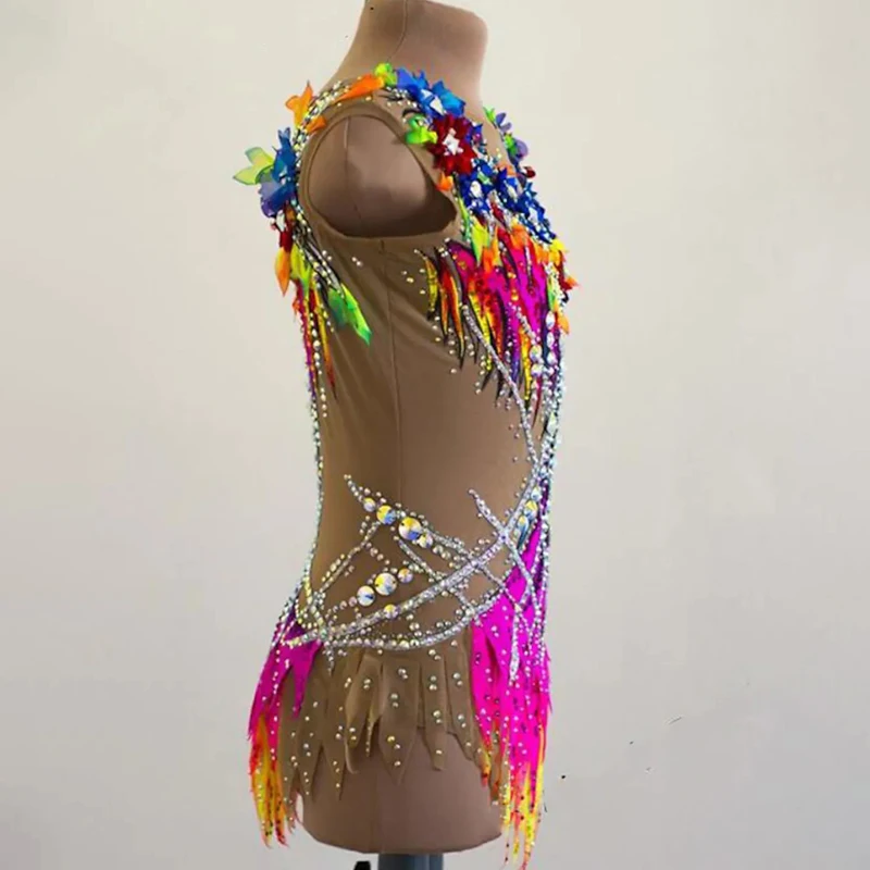 AqLeotards fibrdangthmique pour filles, robe en biscuits pour enfant, costume de compétition, vêtements de danse, costume de batterie