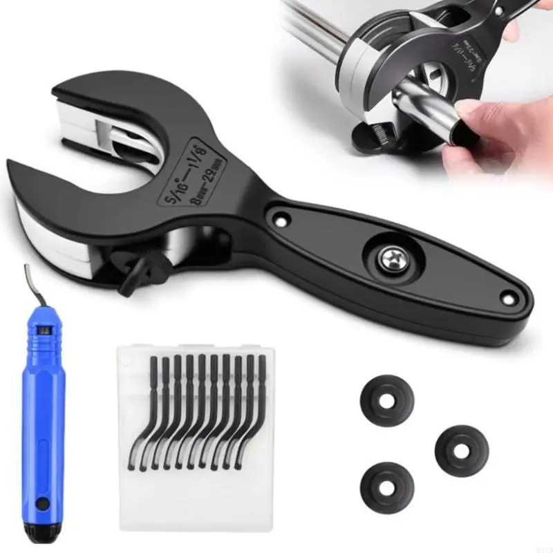 Professional Ratcheting Tubing Cutter Carbon Steel for Efficient Metal Pipe Cutting in Tight Spaces Safety Lock M4YD