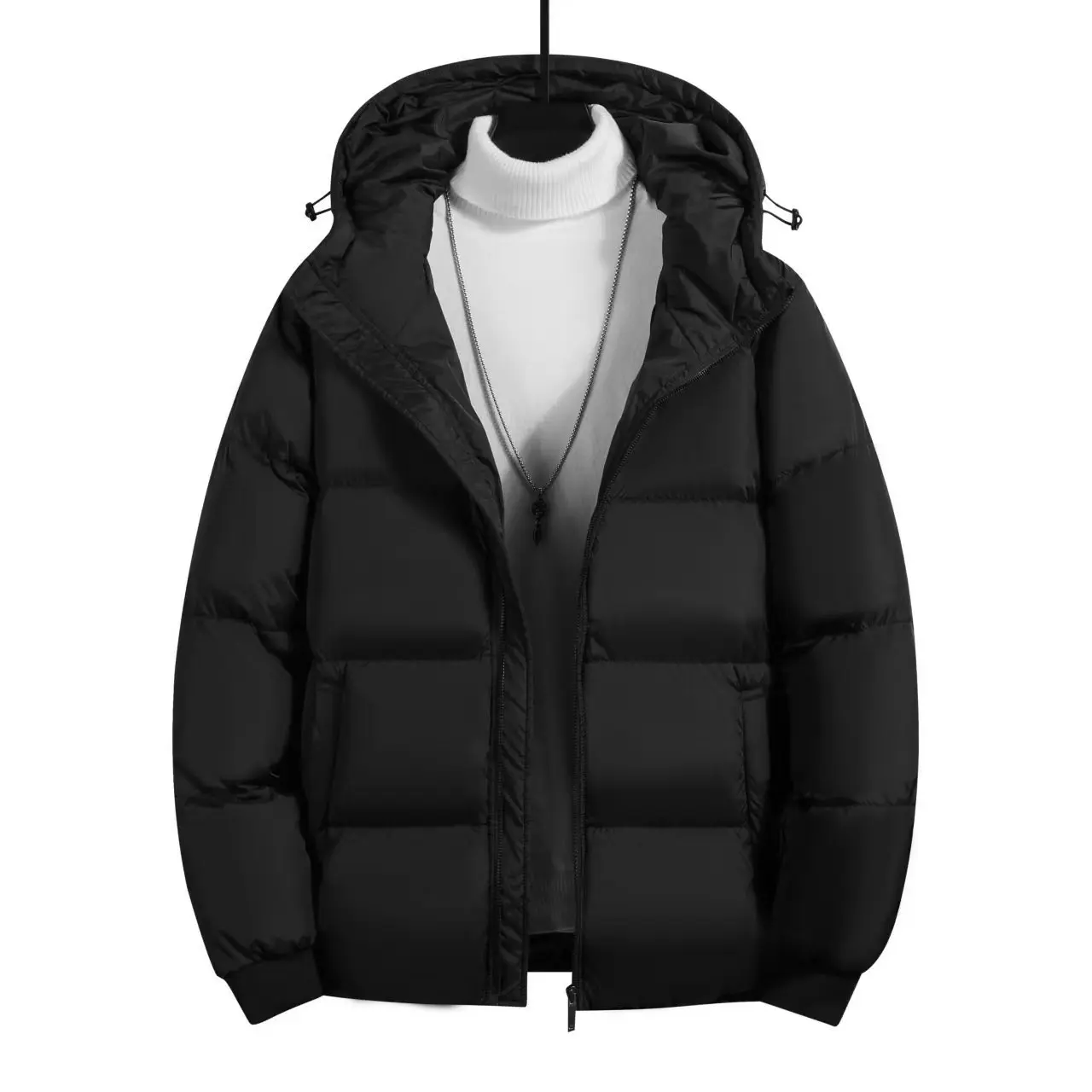 New Fashion Autumn Winter Men Solid Color Loose Fit Long Sleeve Hooded Parkas Coats Male Casual Simple Basic Trendy Top Clothes