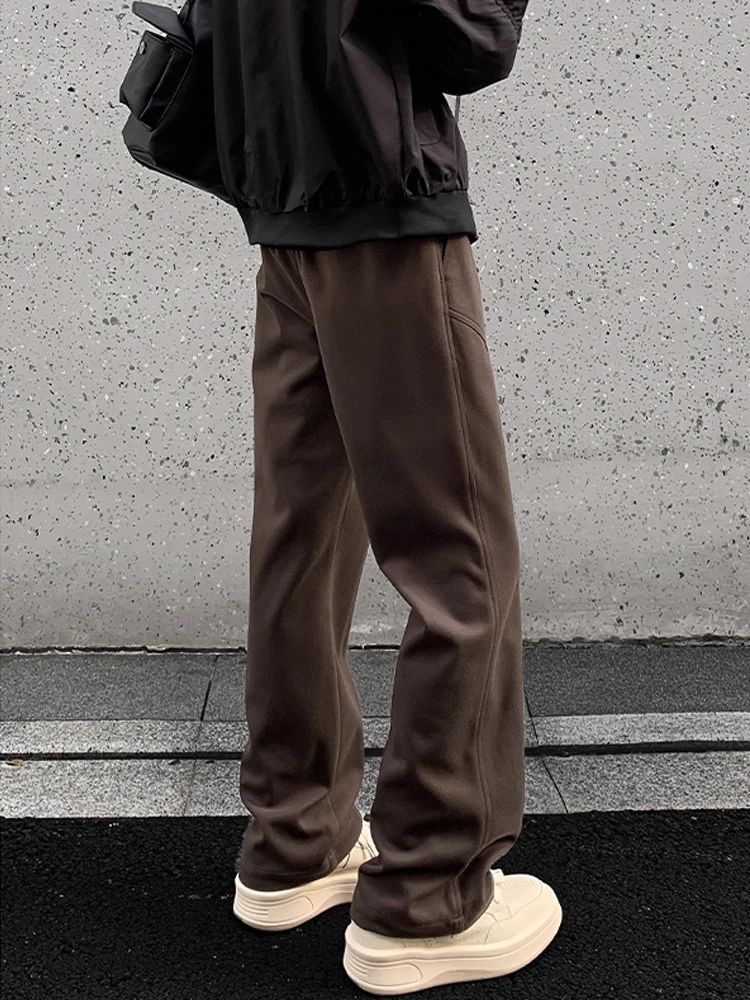 

American Sle Starry Tweed Flared Casual Pants Men's CleanFit Vintage Knife Slimming Autumn Winter Straight Leg Tro...