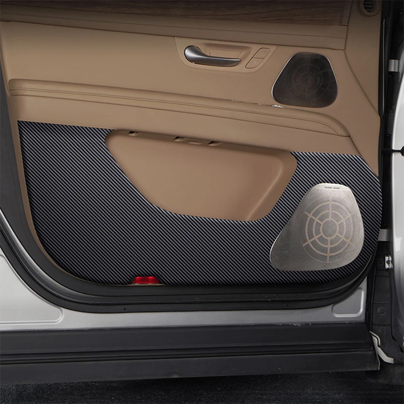

For AITO 7 SERES M7 2023-2025 Car Door Anti Kick Pad Carbon Fiber Leather Texture Anti Dirt Protective Sticker Auto Accessories