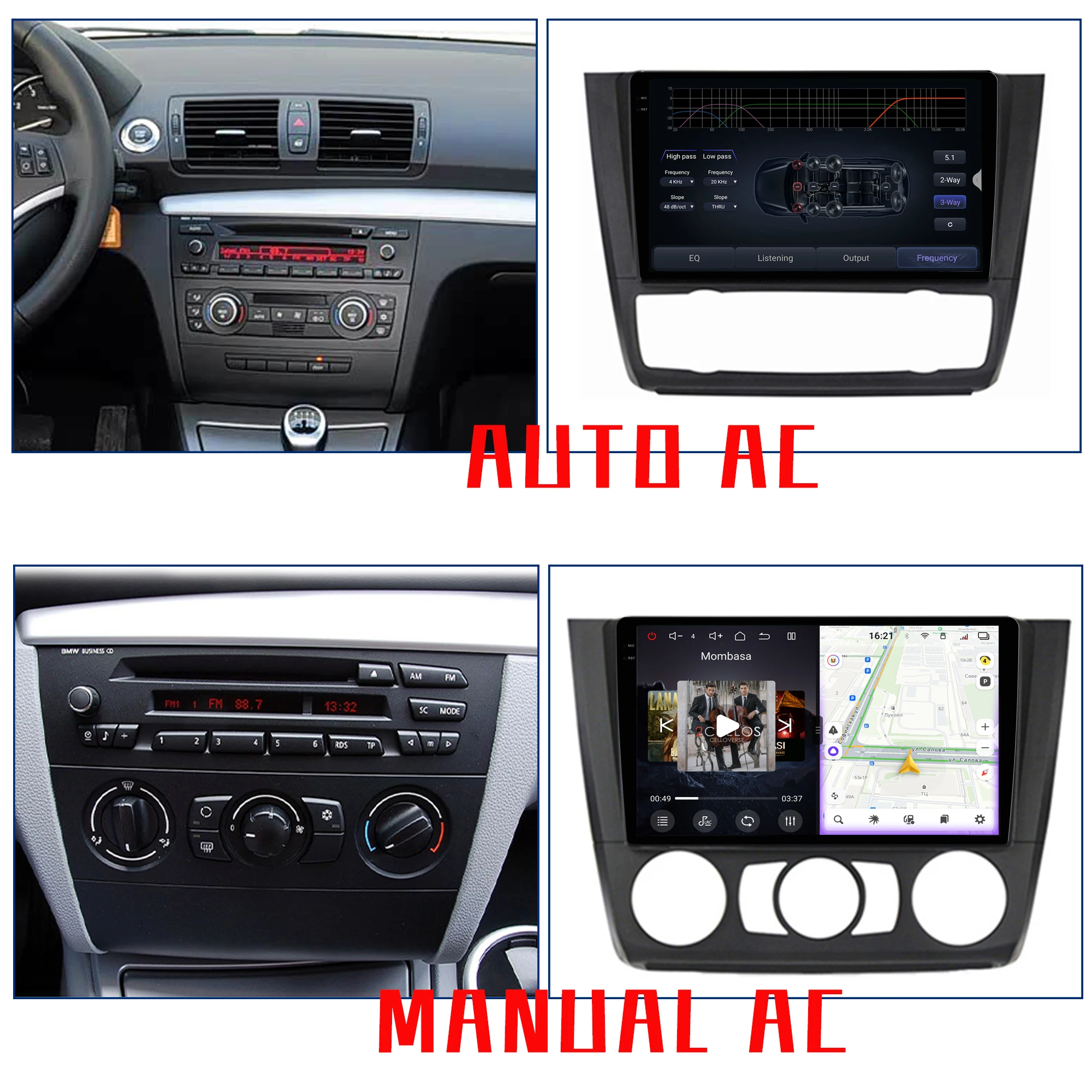 Redpower Crystal Sound 850 Pro Max Android Car Radio Player Screen for BMW 1-Series 1 Series E88 E82 E81 E87 2004-2011 AUTO AC