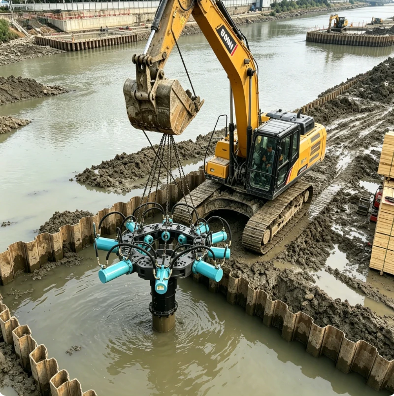 High Torque Hydraulic Pile Cutter for Concrete Pile Head Breaking Machine Excavator Mounted Pile Breaker Tool Factory Price