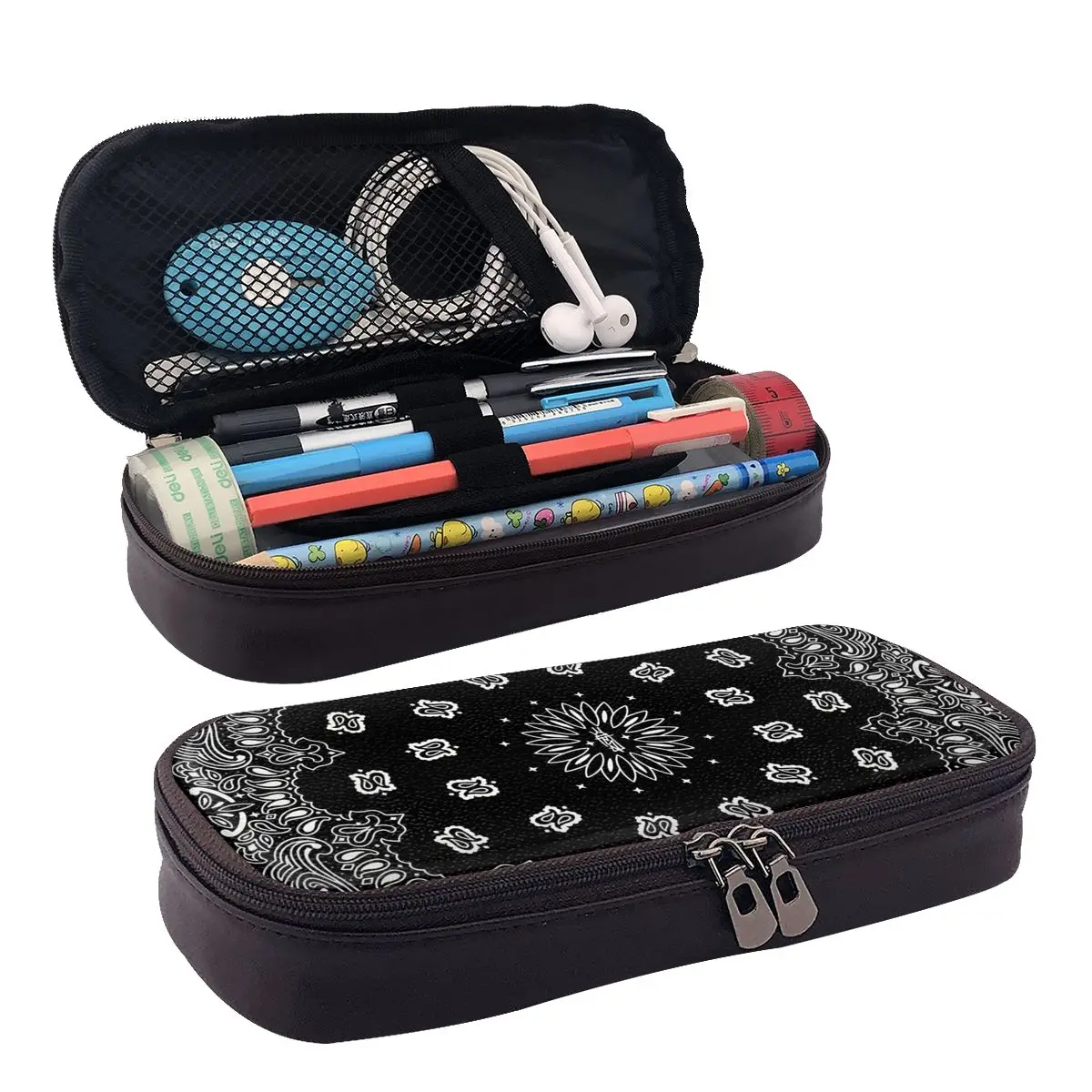 Bandana Custom Leather Pencil Case for Students Gifts Pen Box Pencil Bag Stationery Supplies Pen Holder Bag