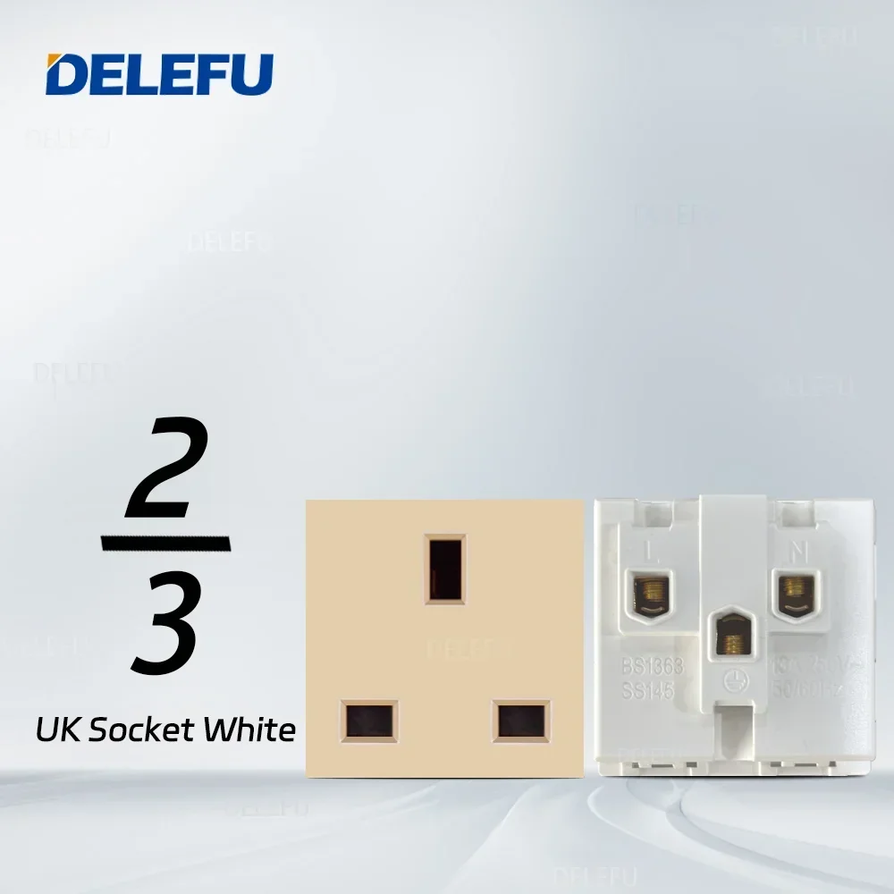 DELEFU English, Multi-functional Free Combination Computer USB Type C Wall Socket DIY Gold