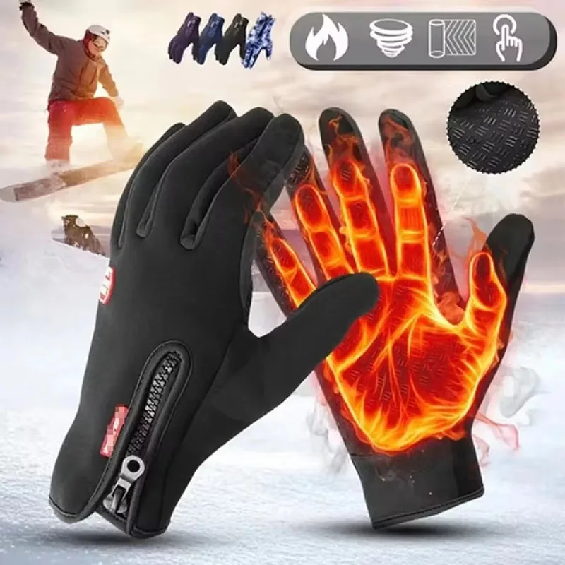 Warme Handschuhe mit Touchscreen, Outdoor, Radfahren, Fahren, Motorrad, kalte Handschuhe, winddicht, rutschfest, für Damen und Herren, Winter-Skihandschuhe
