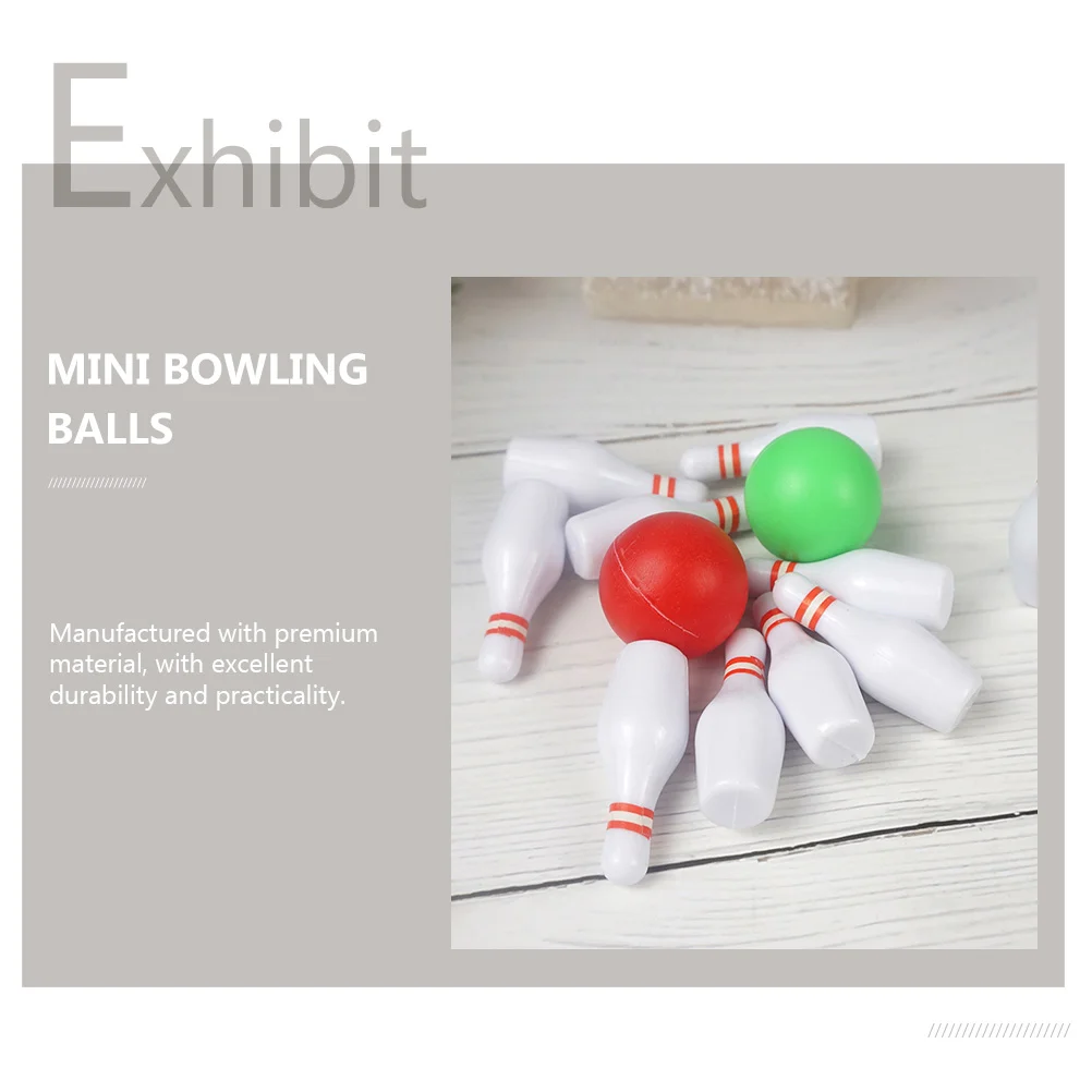 2 Set Bola Bowling Mini Model Plastik Dekoratif Mainan Olahraga Anak Adegan Desktop Buatan Tangan Gaya Eropa Daya Tahan