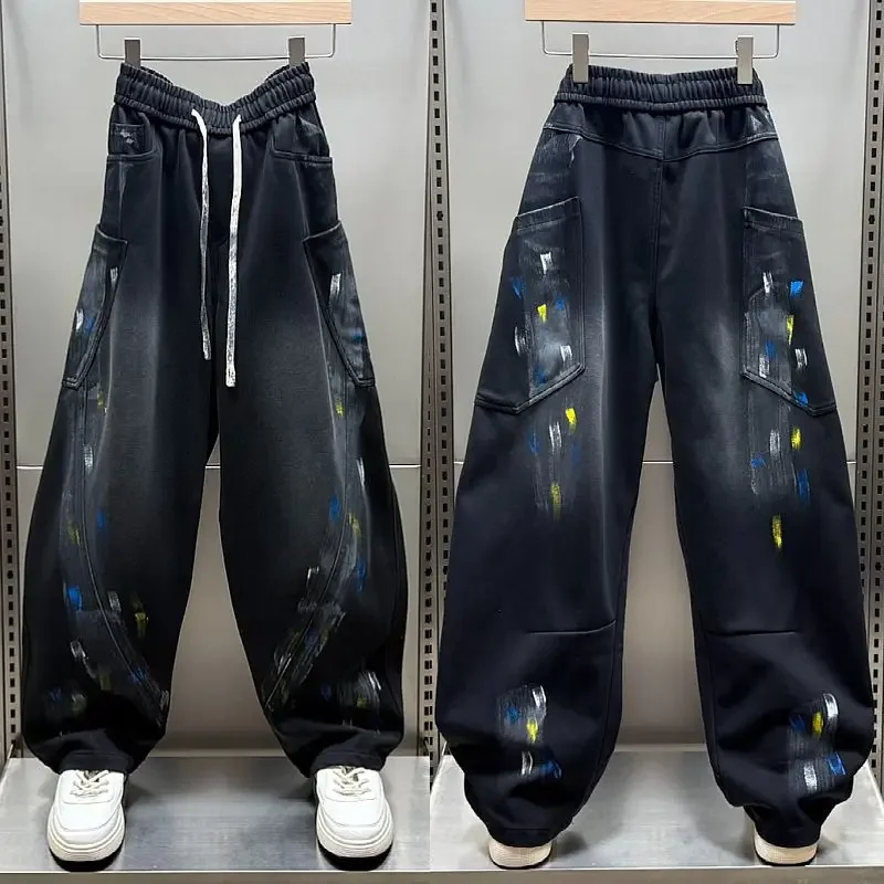 Gradient Floral Pant Harajuku Streetwear Trousers Baggy Hip-hop Pants High Quality Luxury Brand Menswear