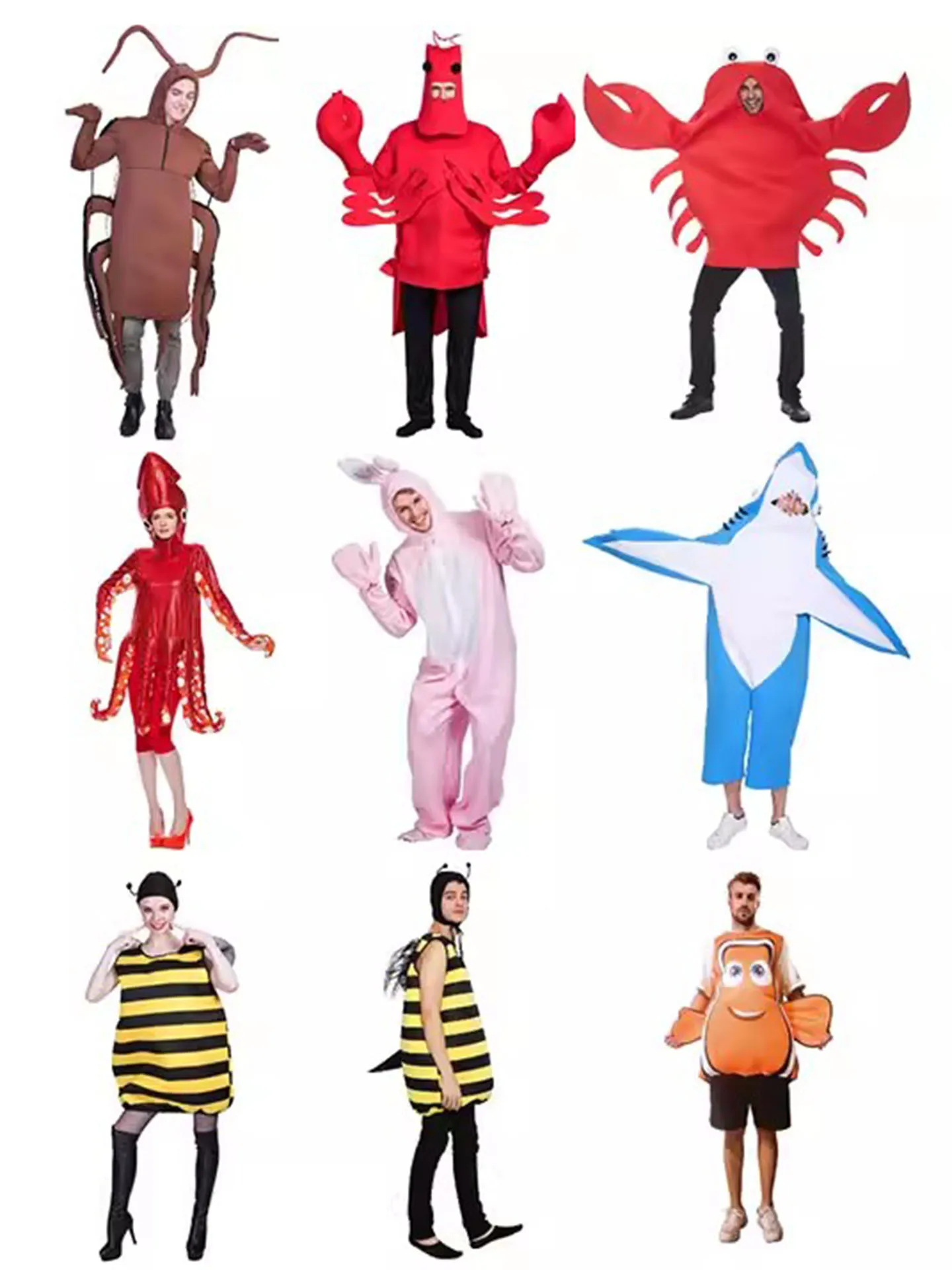 

loween Adult Animal Par Coroach Kangaroo Crab Hipampus eat ark Jester Fi Bee Eight-Legged Fi Costume