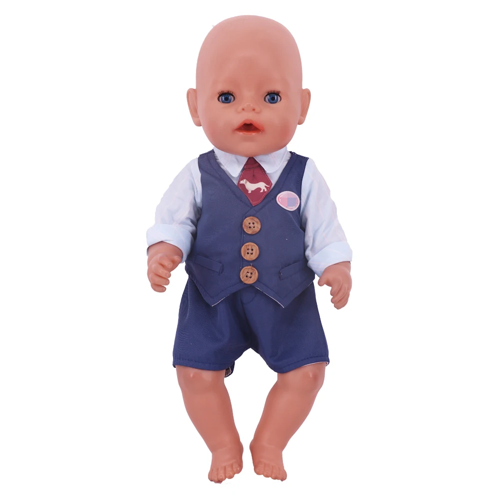 Doll Clothes Cute Dress Man 's Suit For 43cm Baby Reborn&18inch Girl American Doll Accessories Our Generation Baby Girl' Clothes