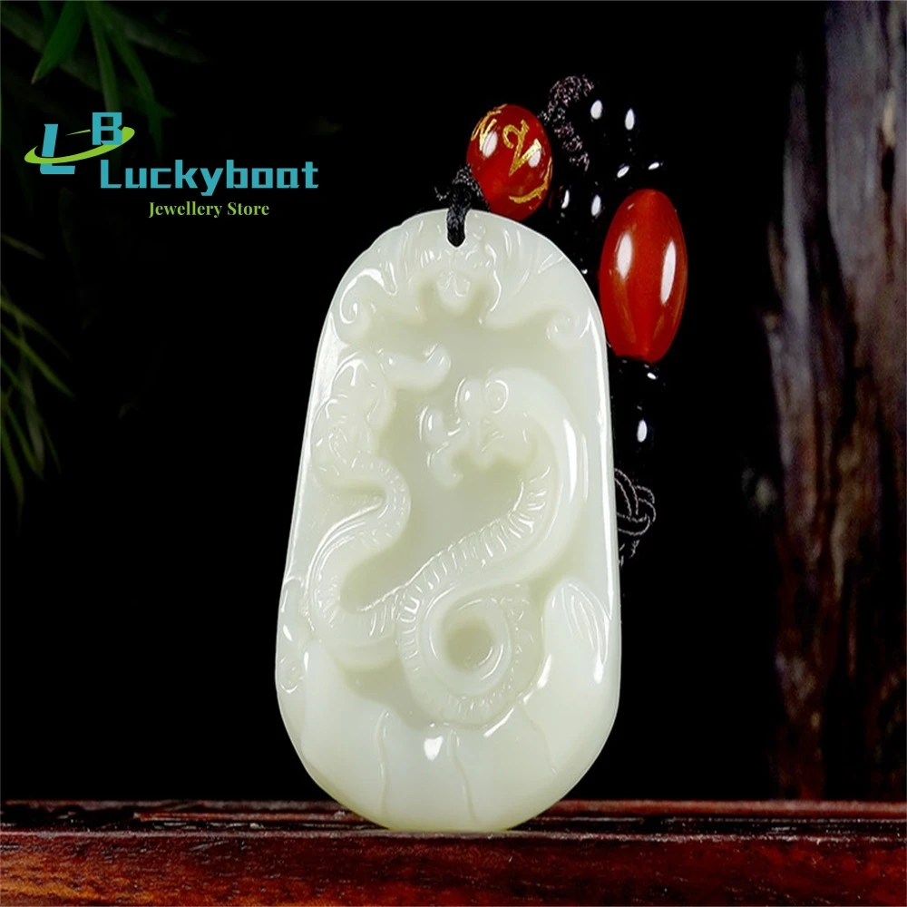 

Handicraft Xinjiang Hetian White Jade Zodiac Pendant Snake Necklace