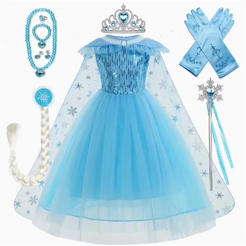 

Платье принцессы Эльзы для дня рождения, детский сценический костюм, костюм на Хэллоуин, платье для девочек, приключения в эпоху льда, принцесса