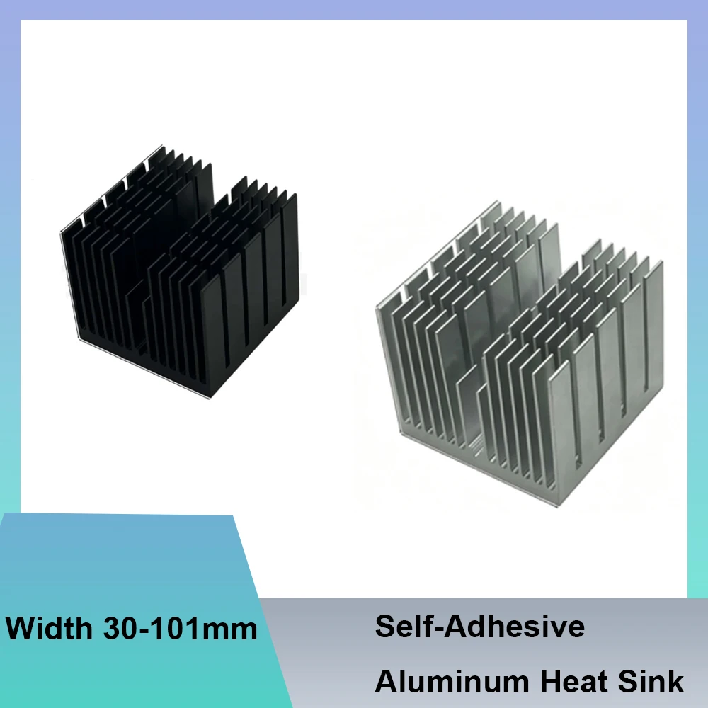 1Pc Width 30-101mm Aluminum Heat Sink Self-Adhesive Slotted Motherboard Electronic Chip Heat Dissipation Industrial Parts