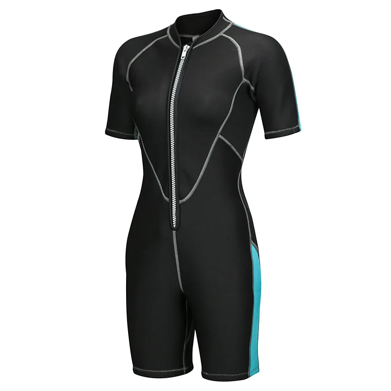 Mens 2mm Neoprene Wetsuit Short Sleeved Jumpsuit Sun Protection Warm Snorkeling Diving Suit Swimming surfing Boat Front zip