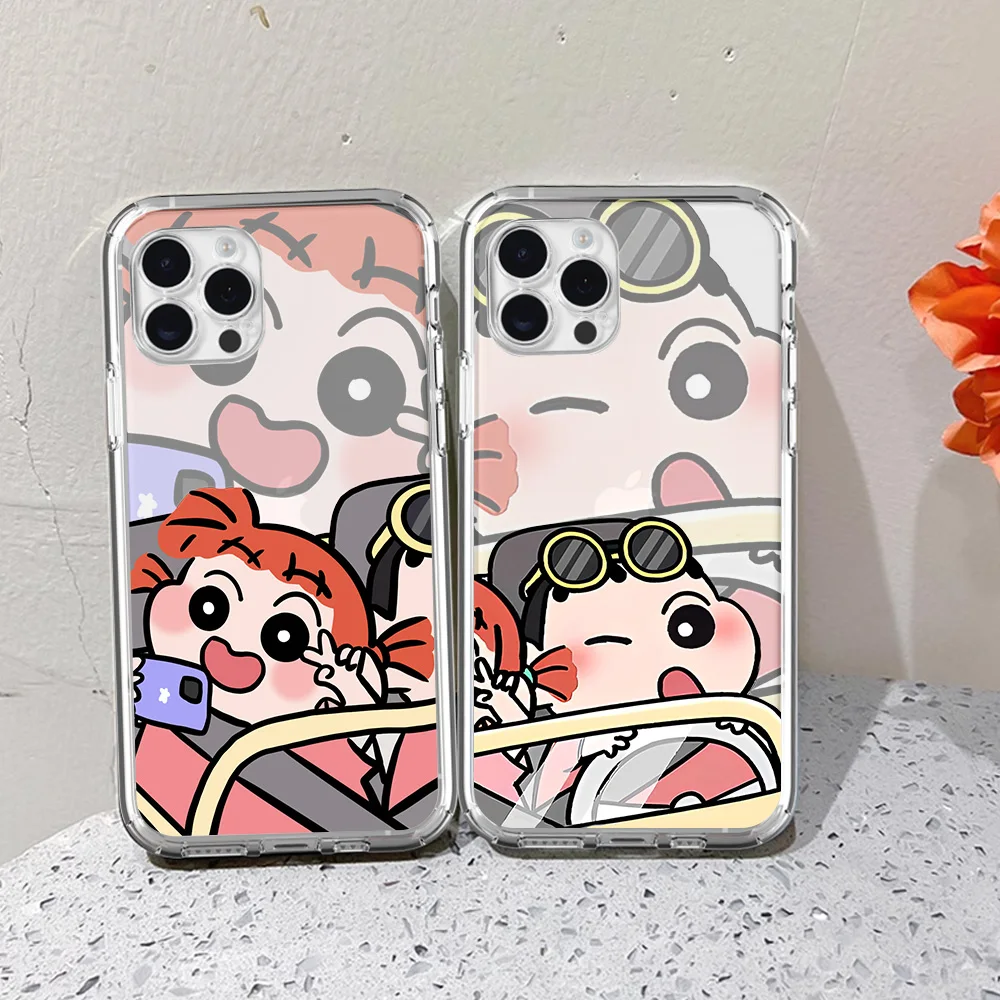 Cute C-Crayon S-Shin C-Chan For iPhone 16 15 13 14 12 11 Pro Plus MAX XS iPhone13 14 Mini Transparent Phone Case