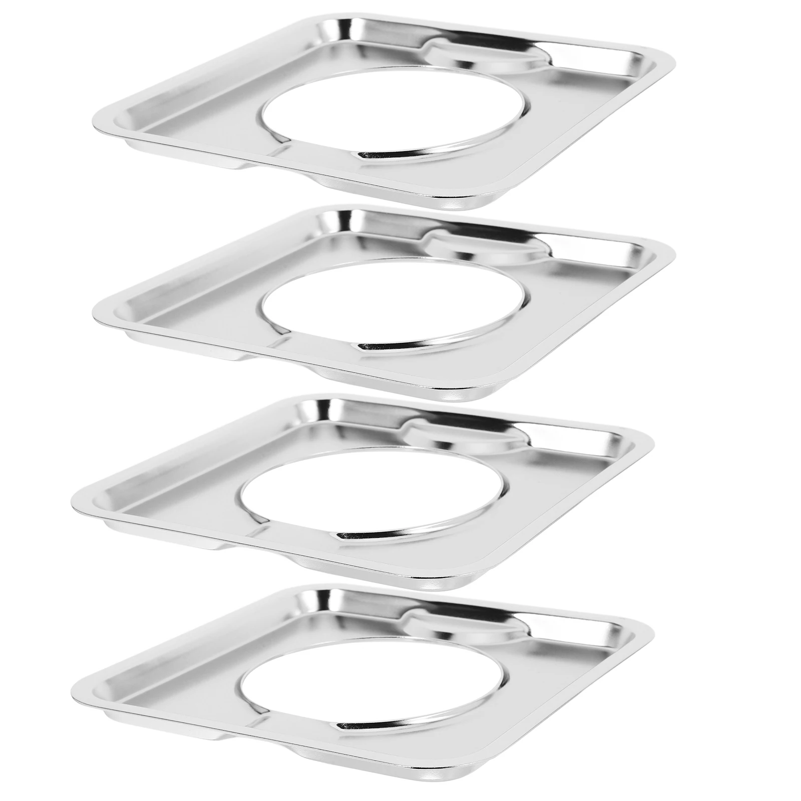 

4pcs Stove Burner Covers Drip Tray for Gas Electric Range Cooker Hob Square Heat Resistant Stainless Steel Oil Splatter