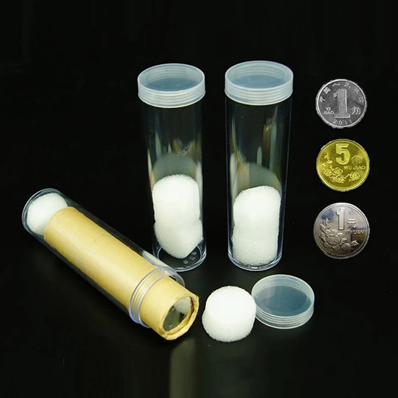 19-32mm Transparent Plastic Roll Coins Storage Tube Thicken Coins Collect Protective Holder Commemorative Coin Organizer