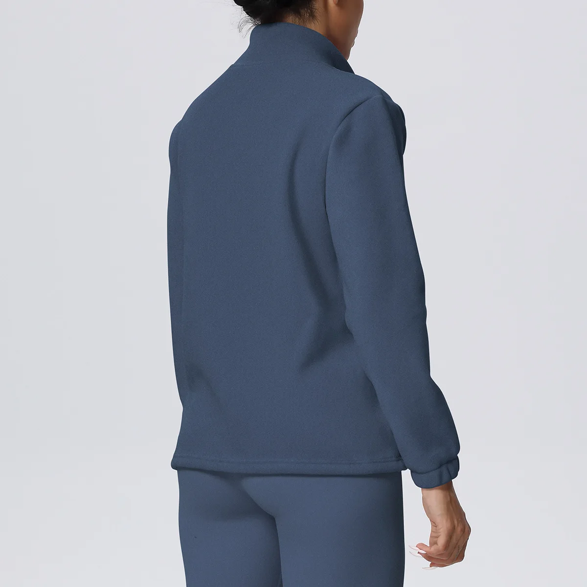 High Collar Fleece Lined Zip Up Sweatshirt Women Loose Yoga Jacket Warm Casual Versatile Sports Outerwear