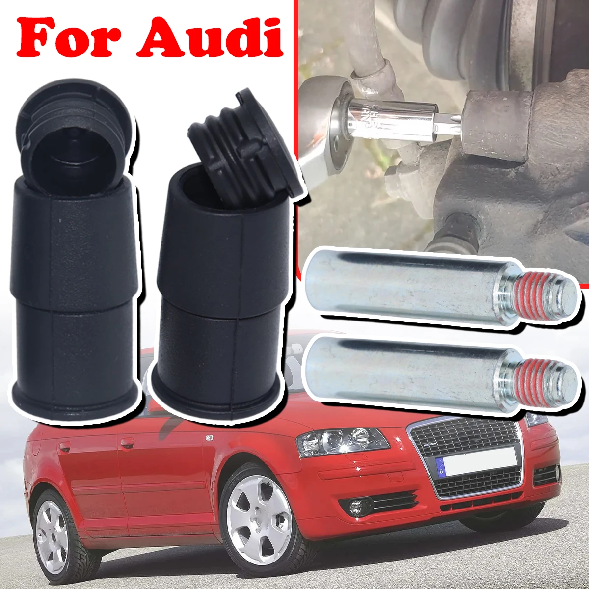 

Front Brake Caliper Slider Guide Pins Bolt Kit For Audi A3 8P TT 8N 8J A1 A5 F5 Left Right Disc Housing Bellows Sleeve Bushing