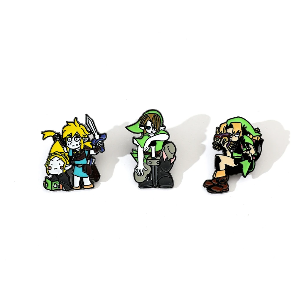 3 Pcs Creative movie Brooch personality Zelda Metal Badge Jewelry Clothing Backpack Accessories Gift For Friends