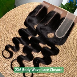 GDYLuxury 2x6 Lace Closure Body Wave 2*6 Pre Plucked Closures Raw Vietnamese Human Hair Transparent Lace Deep Middle Part